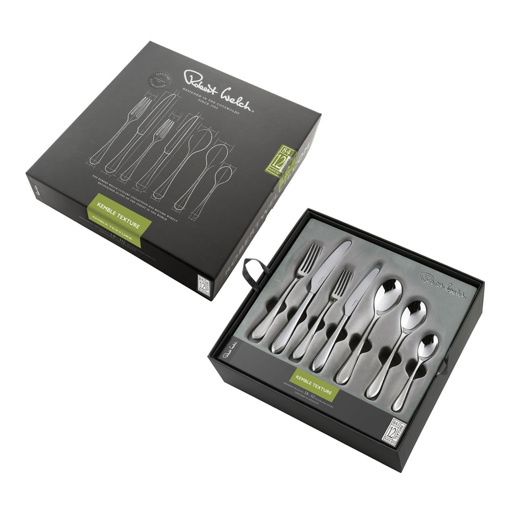 Kemble Texture Bright Cutlery Set, 84 Piece for 12 People