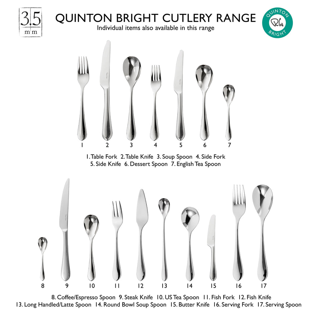 Quinton Bright Cutlery Set, 30 Piece for 6 People - 6 Free Steak Knives