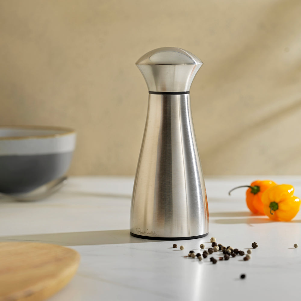 Signature Satin Stainless Steel Medium Black Pepper Mill