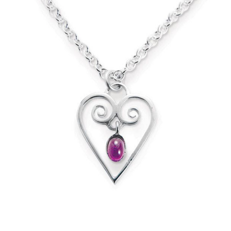 Small Heart and Amethyst Pendant