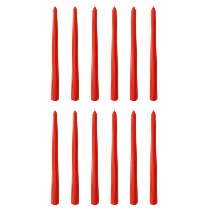 Red Dinner Candle 25cm, Set of 12