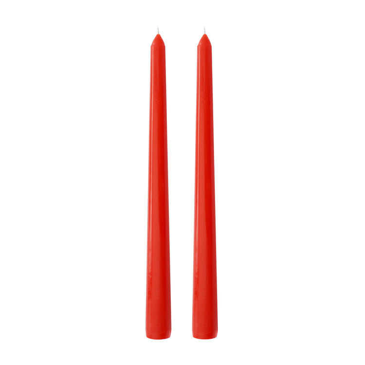 Red Dinner Candle 25cm, Set of 2