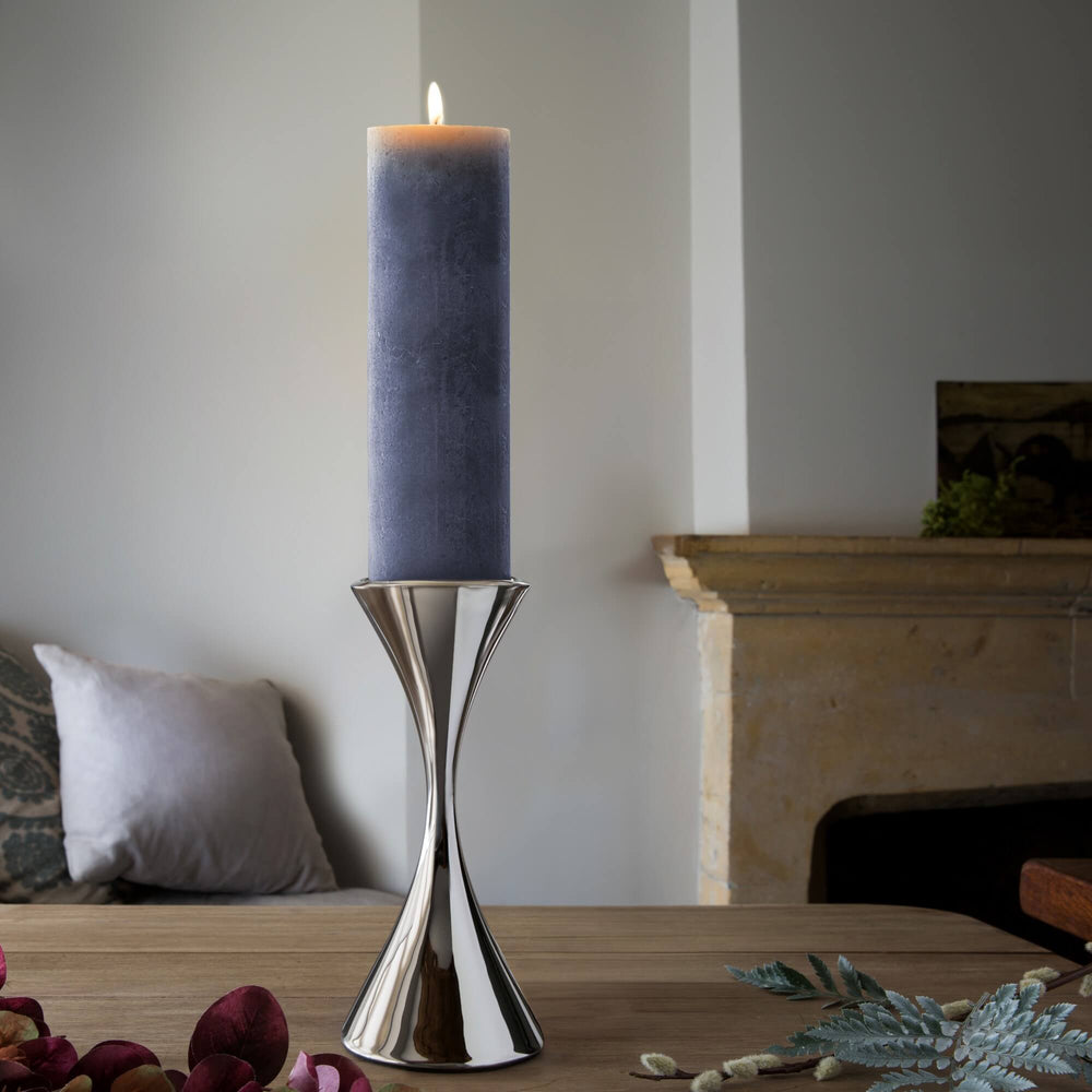 Twilight Blue Rustic Shine Pillar Candle 19cm