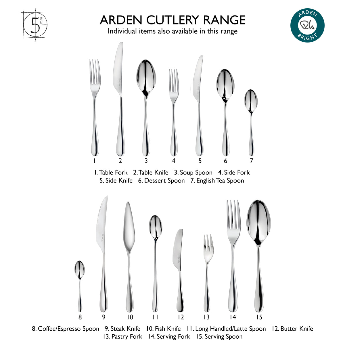 Arden Bright Cutlery Set | 24 Piece Set for 6 People | Robert Welch ...