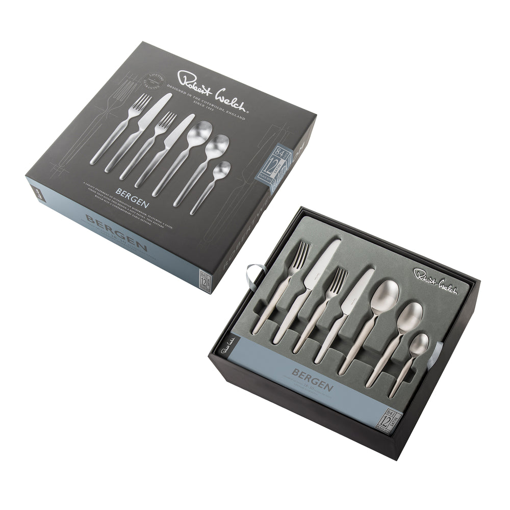 Bergen Satin Cutlery Set, 84 Piece for 12 People