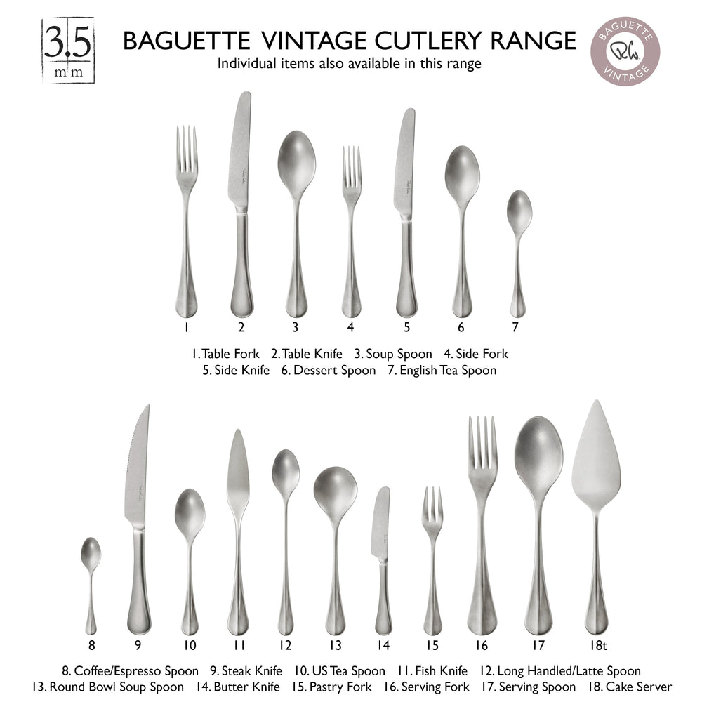 Baguette Vintage Cutlery Set, 84 Piece for 12 People - 12 Free Steak Knives