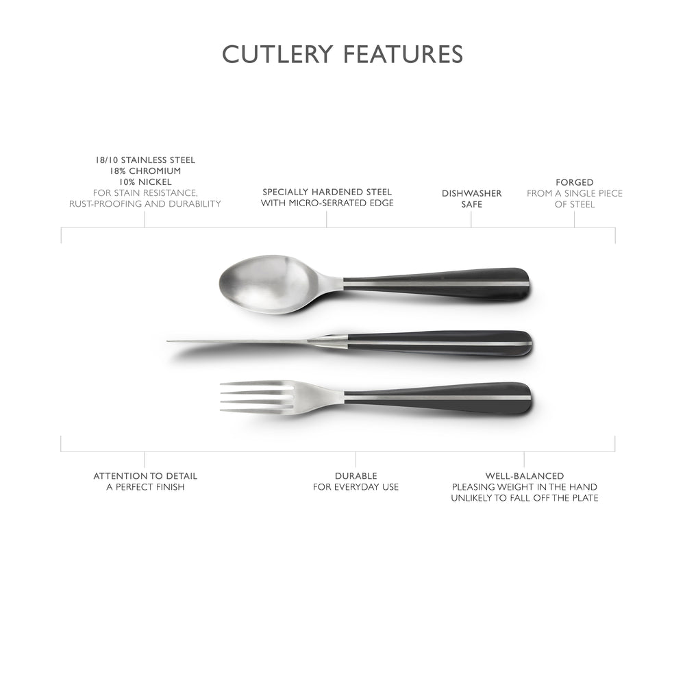 Contour Noir Satin Cutlery Set, 24 Piece for 6 People