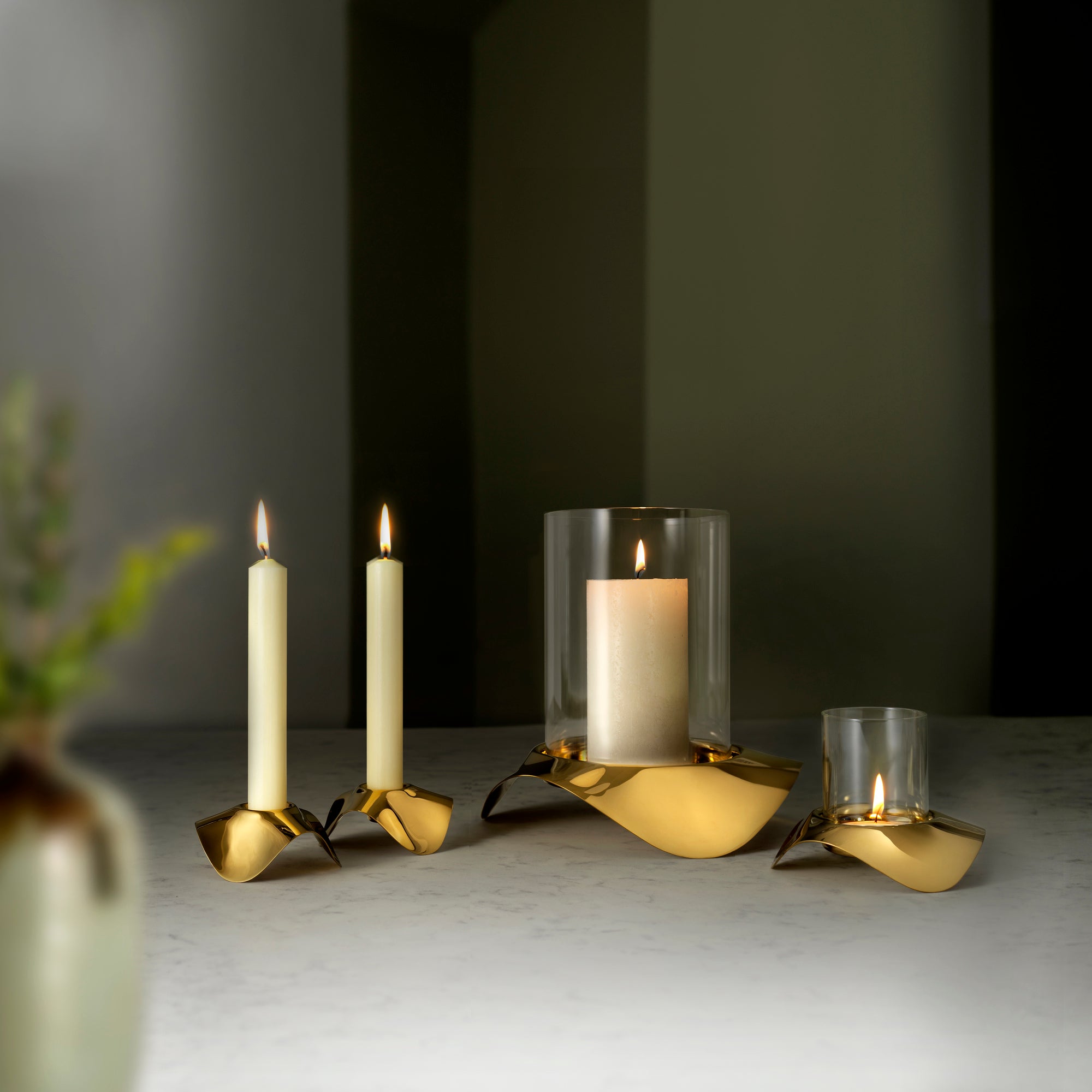 Drift Dawn Hurricane Tealight and Candle Holder Set of 3