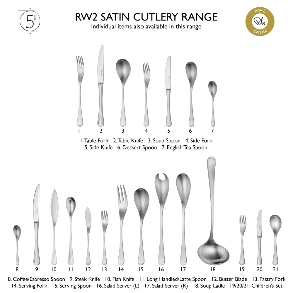 RW2 Satin Cutlery Set, 84 Piece for 12 People