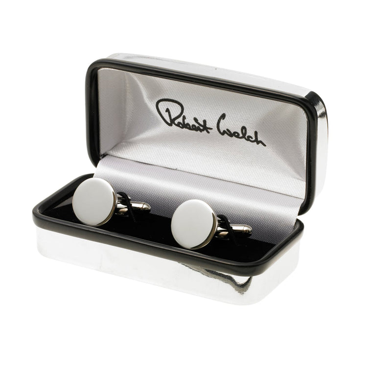 Stainless Steel Round Cufflinks (Bright) - Boxed