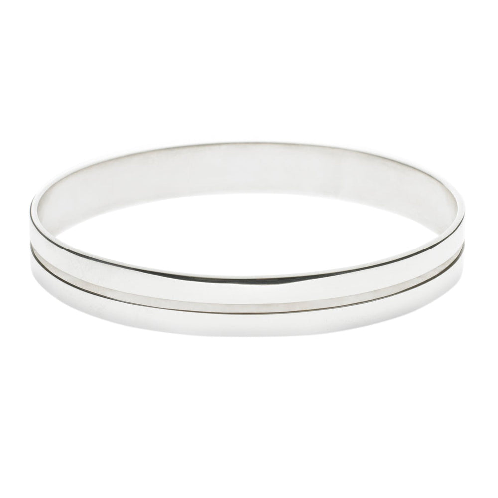 Silver Bangle Polished with Single Groove Large