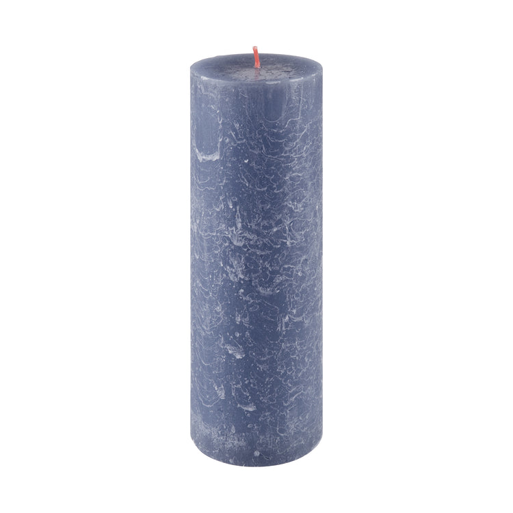 Twilight Blue Rustic Shine Pillar Candle 19cm